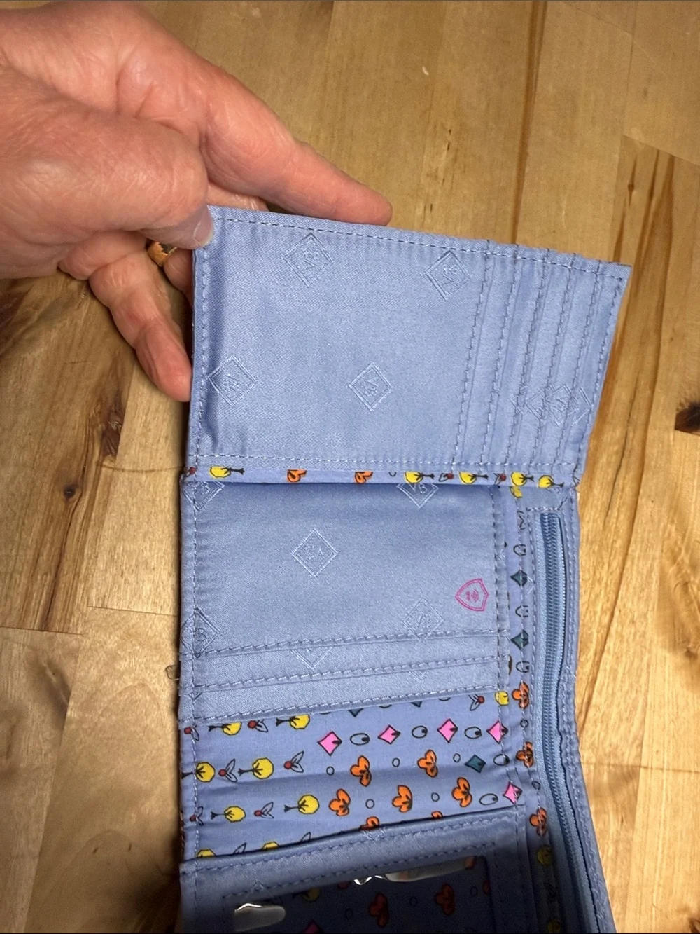 Vera Bradley Quilted Fold-Over Wallet in Blue Paisley Multicolor - Picture 3 of 4